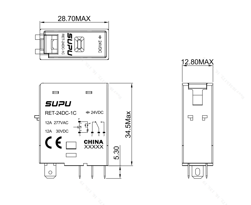 薄型继电器插头RET-24DC-1C